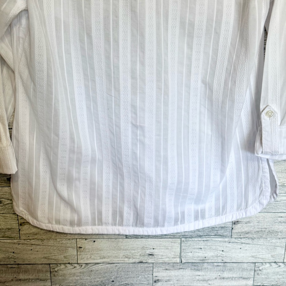 Baxter & Wells White Button Up Tab Sleeve Pockets Collared Rounded Hemline Vents - Picture 10 of 15
